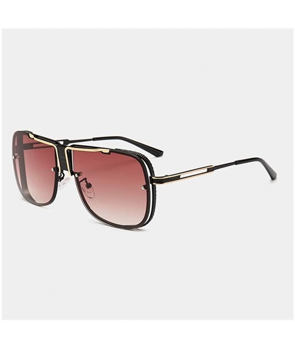 Square Big Frame Sunglasses for Men and Women UV400 - C7 Black Brown - CZ198GGHIUI $26.95