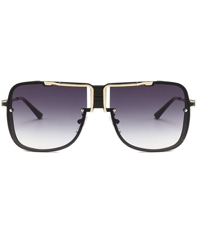 Square Big Frame Sunglasses for Men and Women UV400 - C7 Black Brown - CZ198GGHIUI $26.95