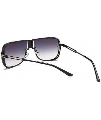 Square Big Frame Sunglasses for Men and Women UV400 - C7 Black Brown - CZ198GGHIUI $26.95