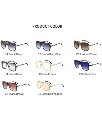 Square Big Frame Sunglasses for Men and Women UV400 - C7 Black Brown - CZ198GGHIUI $26.95