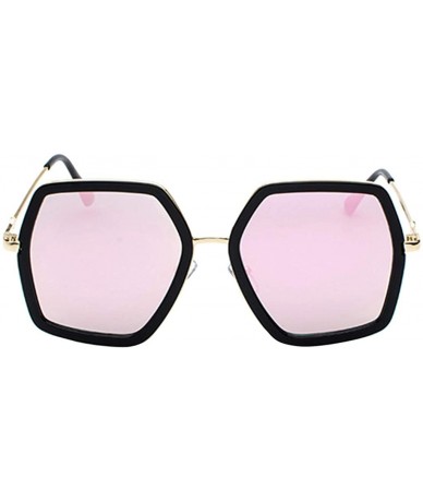 Square Men's And Women's Metal Large Frame Sunglasses Unisex Fashion Sunglasses Radiation Protection - Pink - CA18TQXT2A4 $18.78