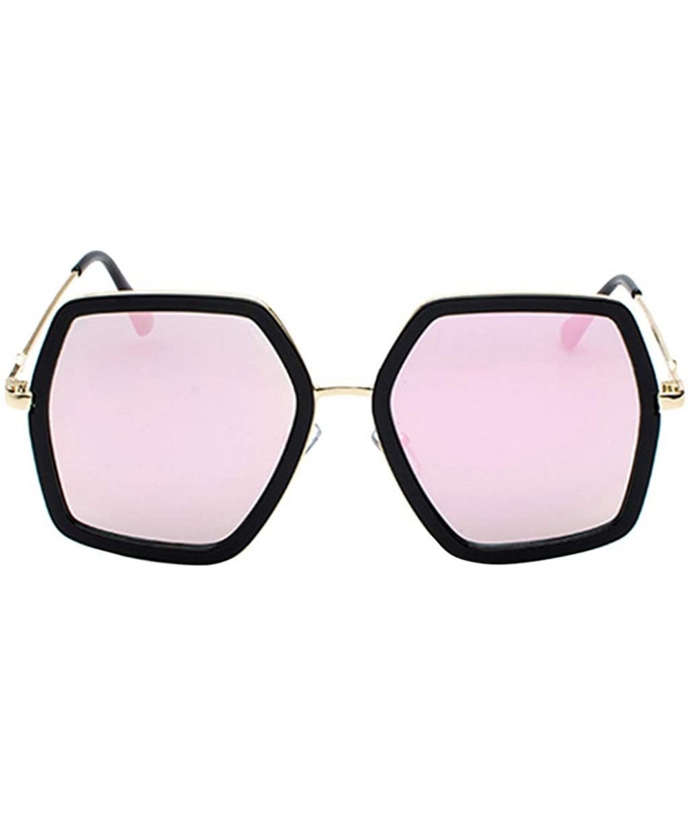 Square Men's And Women's Metal Large Frame Sunglasses Unisex Fashion Sunglasses Radiation Protection - Pink - CA18TQXT2A4 $18.78