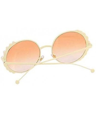 Oversized Women's Fashion Round Pearl Frame Sunglasses UV 400 Protection Sun Glasses - Gold Frame Champagne Lens - CZ18UUOUIZ...