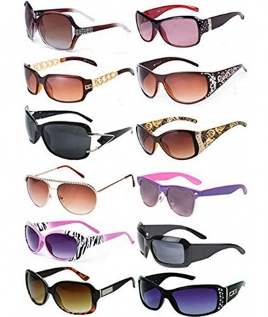 Rectangular Wholesale Womens Assorted Sunglasses Dozen with FREE Soft Pouches - CS11TOO7G5H $87.01