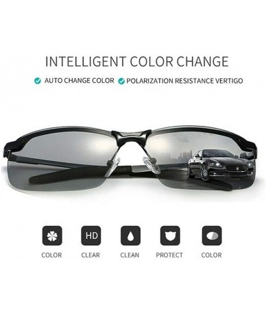 Round Classic Polarized Photochromic Sunglasses Driving Photosensitive Glasses 3043 Driving Fishing Outdoor - Blcak - CG18UR7...