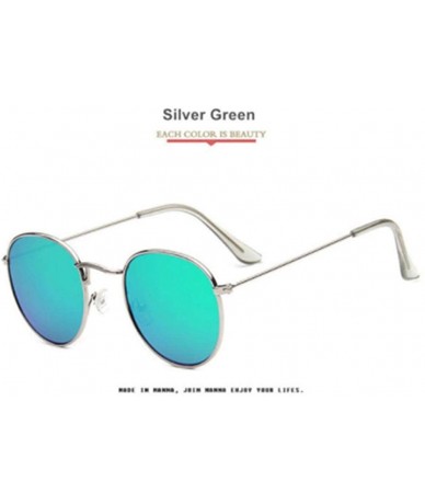 Aviator Women Sunglasses Coating Reflective Mirror Round Glasses Black Gray As Picture - Silver Green - CY18YLA27LH $16.90