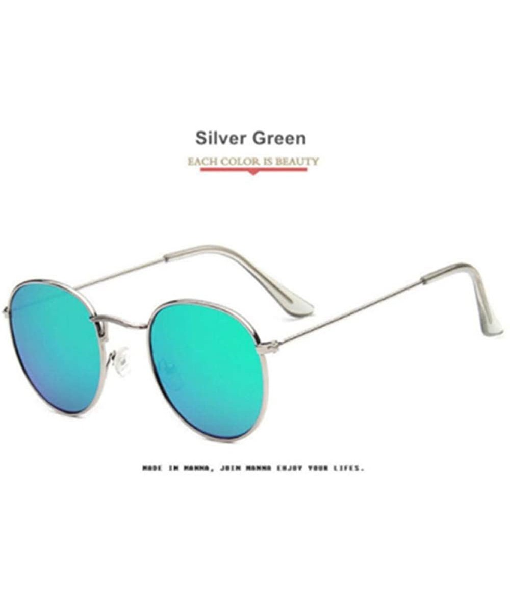 Aviator Women Sunglasses Coating Reflective Mirror Round Glasses Black Gray As Picture - Silver Green - CY18YLA27LH $16.90