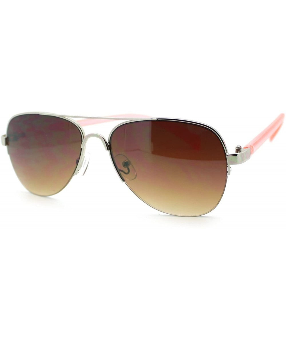 Aviator Women's Small Size Aviator Sunglasses Petite Half Rim Aviators - Peach - C218847EKNM $20.73