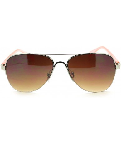 Aviator Women's Small Size Aviator Sunglasses Petite Half Rim Aviators - Peach - C218847EKNM $20.73