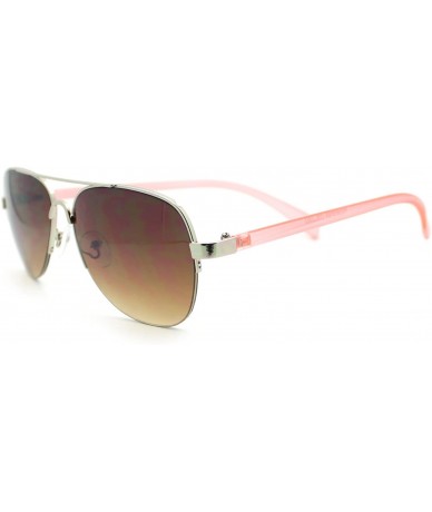 Aviator Women's Small Size Aviator Sunglasses Petite Half Rim Aviators - Peach - C218847EKNM $20.73