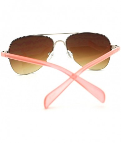 Aviator Women's Small Size Aviator Sunglasses Petite Half Rim Aviators - Peach - C218847EKNM $20.73