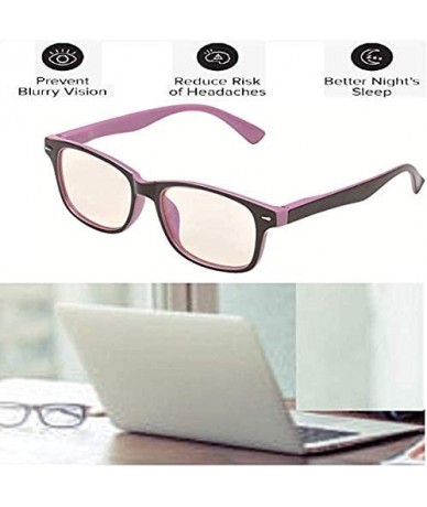 Rectangular Computer Reading Glasses Blue Blocking - Purple Black - C118ZQ3EY66 $24.42