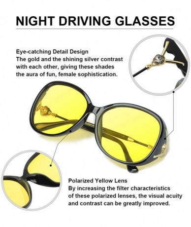 Oversized Oversized Night-Driving Glasses for Women-Polarized Yellow Lens Brighten Night-Vision for Nighttime/Rainy/Cloudy - ...