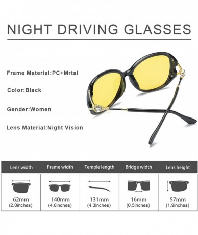 Oversized Oversized Night-Driving Glasses for Women-Polarized Yellow Lens Brighten Night-Vision for Nighttime/Rainy/Cloudy - ...