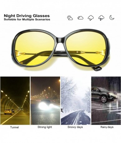 Oversized Oversized Night-Driving Glasses for Women-Polarized Yellow Lens Brighten Night-Vision for Nighttime/Rainy/Cloudy - ...