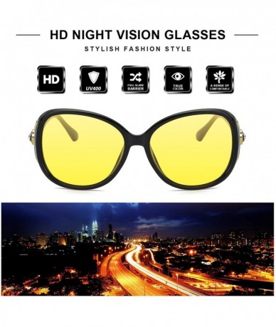 Oversized Oversized Night-Driving Glasses for Women-Polarized Yellow Lens Brighten Night-Vision for Nighttime/Rainy/Cloudy - ...