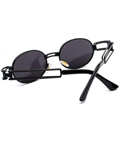 Oval Vintage Steampunk Sunglasses Men Accessories Metal Oval Sun Glasses Female Retro - Full Black - CG18H7E9RO6 $19.23