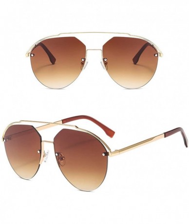 Semi-rimless Womens Classic Sunglasses Oversized Semi Rimless Sunglasses for Men - Brown - CN18SQ06E3E $19.20