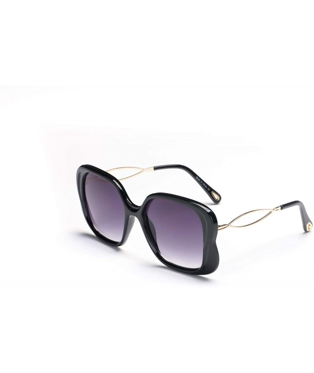 Goggle Women Square Fashion Sunglasses - Black - CB18WR9TN4X $37.71