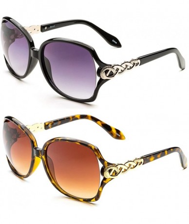 Oversized Oversized Women's Polarized Chain Arm Sunglasses - 2pcs_bk&tor - CM12O5QAYCV $30.99