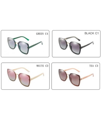 Square Big box Sunglasses for Women Composite Resin Frame Sun Glasses UV Prevent C66067 - Creamy-white - CY197KQCSWY $17.23