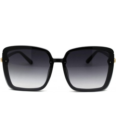 Rectangular Womens Designer Fashion Rectangular Half Rim Sunglasses - Black Smoke - C318YW0LYI2 $23.75