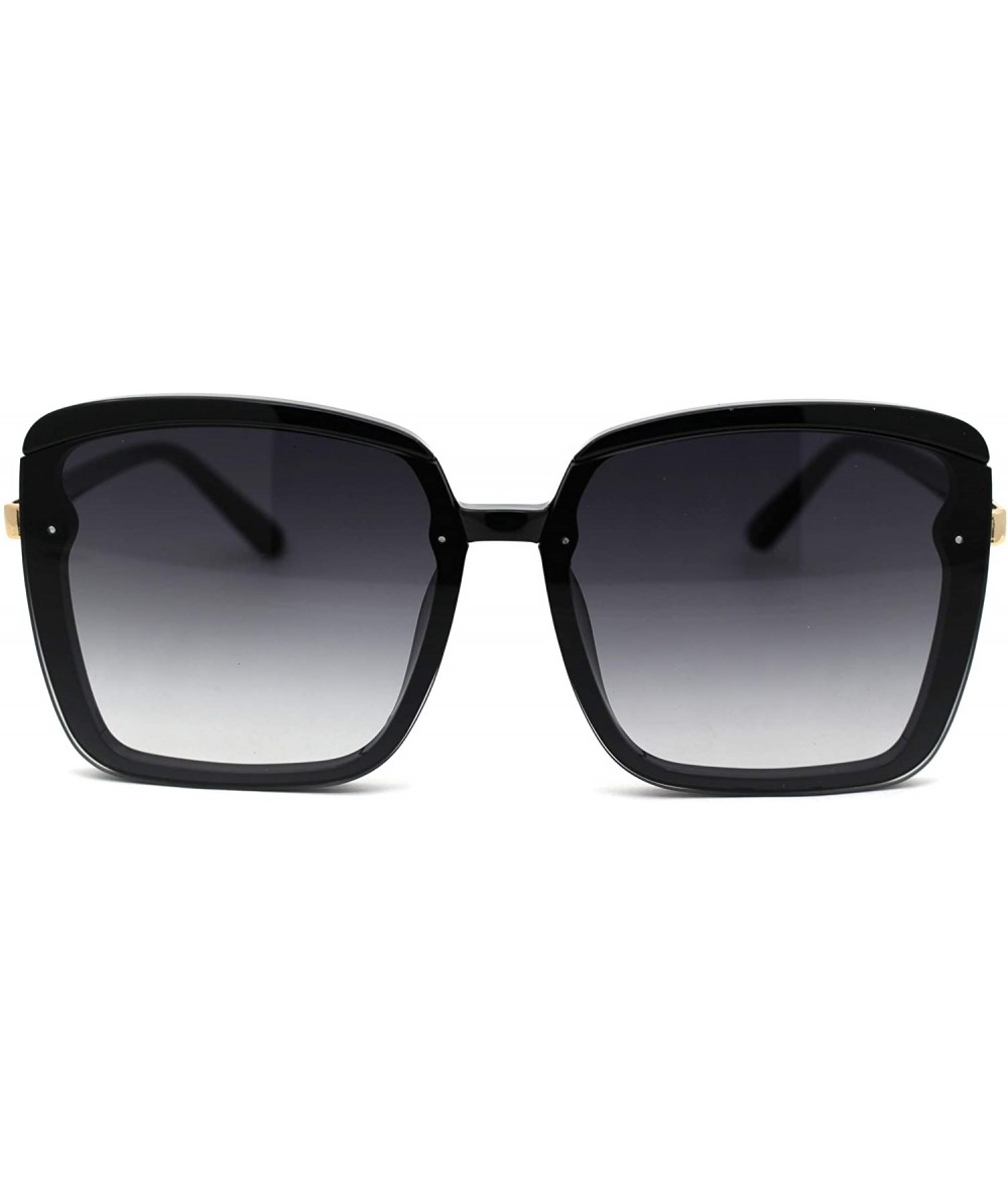 Rectangular Womens Designer Fashion Rectangular Half Rim Sunglasses - Black Smoke - C318YW0LYI2 $23.75