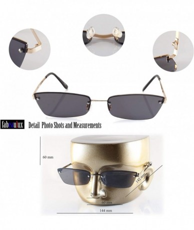 Rimless Extended Rectangle Cat-Eye Semi Rimless Flat Lens Sunglasses A238 - Silver Black - CB18KL0ACEZ $25.40