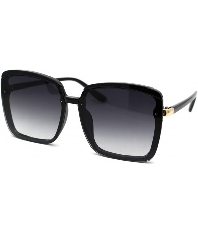 Rectangular Womens Designer Fashion Rectangular Half Rim Sunglasses - Black Smoke - C318YW0LYI2 $23.75