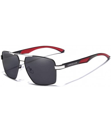 Goggle Aluminum Men's Sunglasse Polarized Lens Red Sun Glasses Coating Mirror Glasses - Silver Gray - CJ194O6HNO3 $57.43