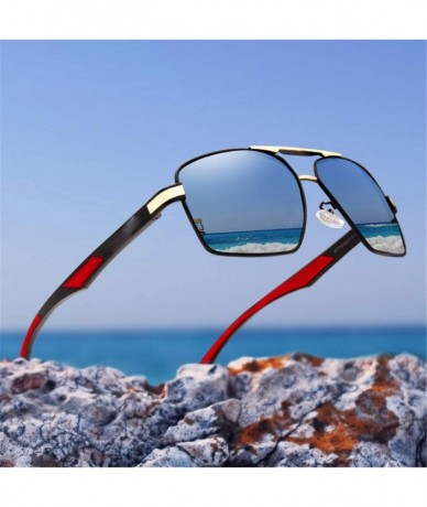 Goggle Aluminum Men's Sunglasse Polarized Lens Red Sun Glasses Coating Mirror Glasses - Silver Gray - CJ194O6HNO3 $57.43