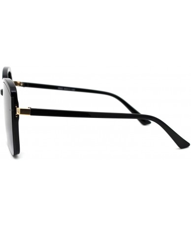 Rectangular Womens Designer Fashion Rectangular Half Rim Sunglasses - Black Smoke - C318YW0LYI2 $23.75