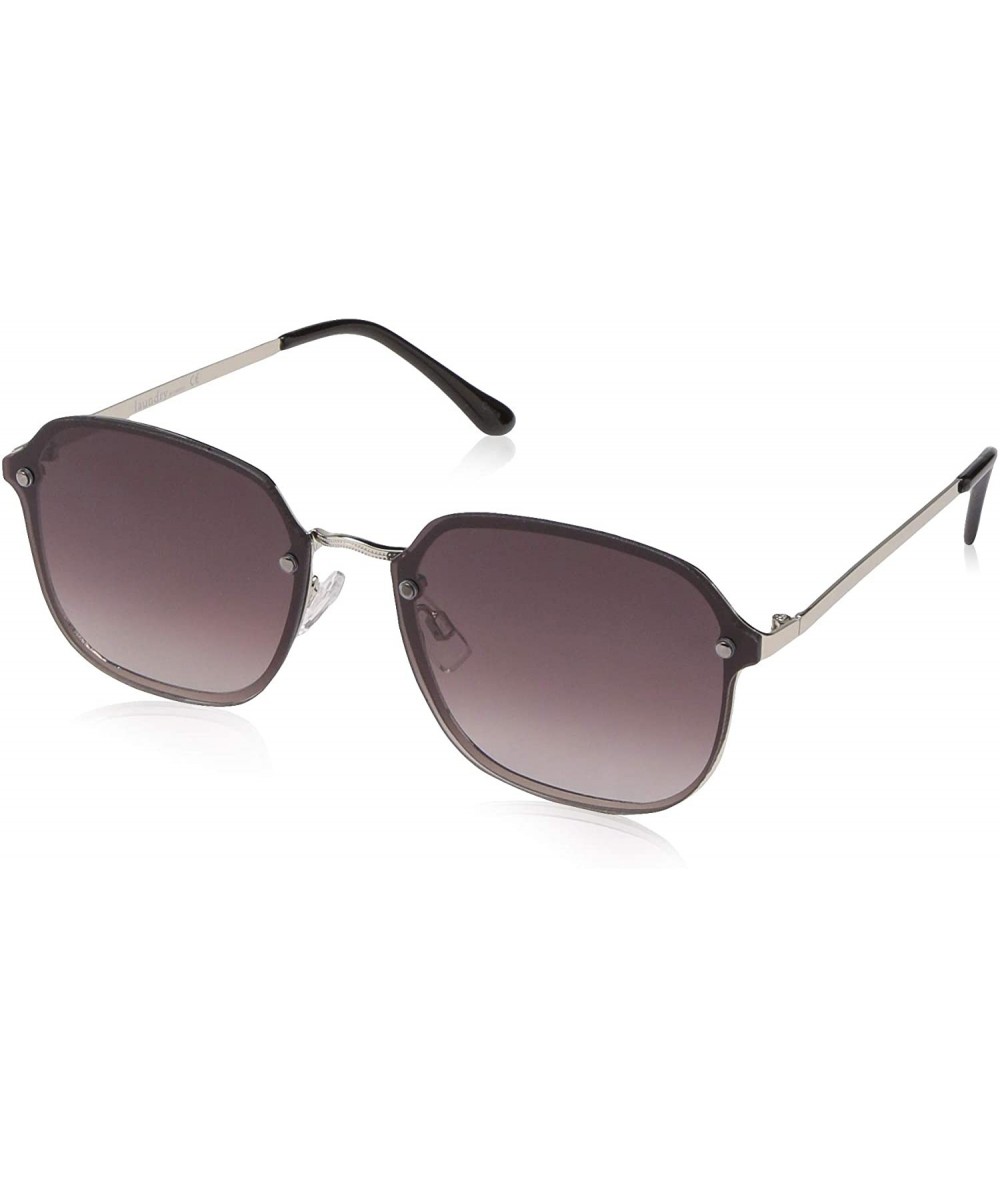 Round Women's LD271 Square Sunglasses with 100% UV Protection - 56 mm - Silver & Black - CL18O3CCSI4 $41.08