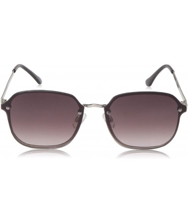 Round Women's LD271 Square Sunglasses with 100% UV Protection - 56 mm - Silver & Black - CL18O3CCSI4 $41.08