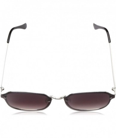 Round Women's LD271 Square Sunglasses with 100% UV Protection - 56 mm - Silver & Black - CL18O3CCSI4 $41.08