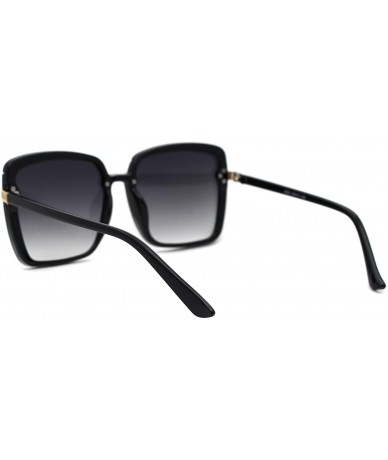 Rectangular Womens Designer Fashion Rectangular Half Rim Sunglasses - Black Smoke - C318YW0LYI2 $23.75