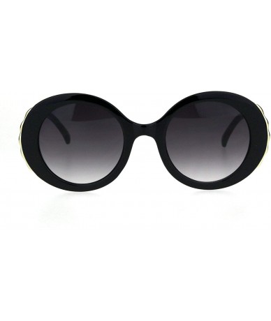 Oval Womens Retro Mod Thick Plastic Round Oval Plastic Sunglasses - Black Smoke - CF18K5950ST $18.87