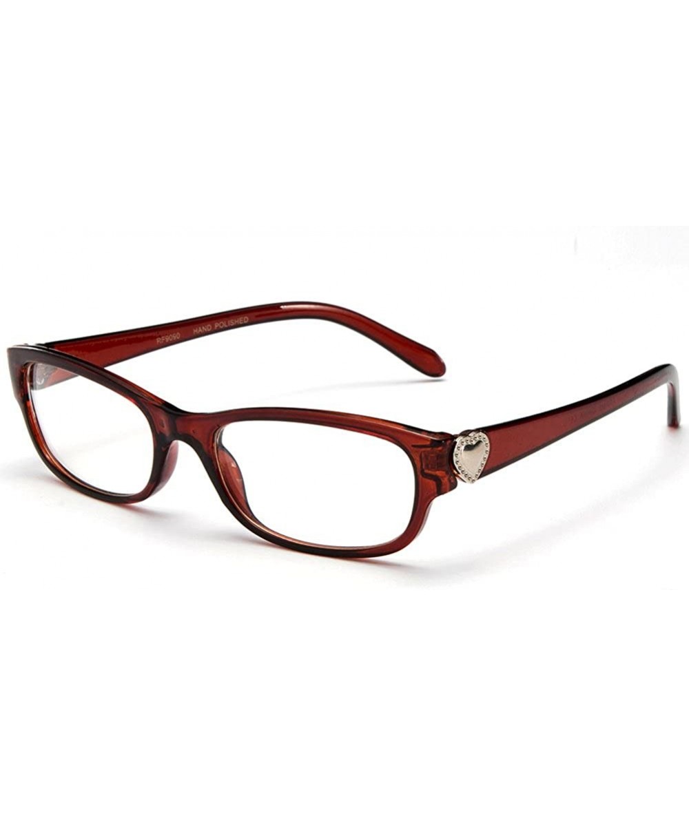 Oversized Womens Slim Fit Heart Design Fashion Clear Lens Glasses - Brown - CX11YN6ML1P $20.02