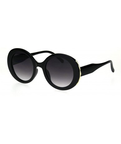 Oval Womens Retro Mod Thick Plastic Round Oval Plastic Sunglasses - Black Smoke - CF18K5950ST $18.87