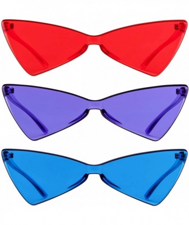 Square Colorful One Piece Rimless Transparent Cat Eye Sunglasses for Women Tinted Candy Colored Glasses - CK18RCNNDM3 $30.68