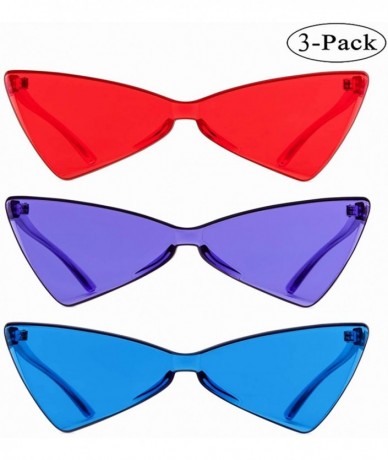 Square Colorful One Piece Rimless Transparent Cat Eye Sunglasses for Women Tinted Candy Colored Glasses - CK18RCNNDM3 $30.68