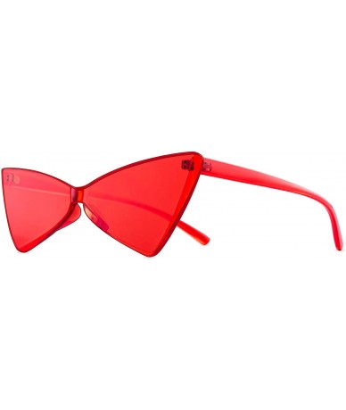 Square Colorful One Piece Rimless Transparent Cat Eye Sunglasses for Women Tinted Candy Colored Glasses - CK18RCNNDM3 $30.68