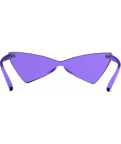 Square Colorful One Piece Rimless Transparent Cat Eye Sunglasses for Women Tinted Candy Colored Glasses - CK18RCNNDM3 $30.68