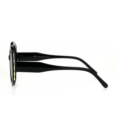 Oval Womens Retro Mod Thick Plastic Round Oval Plastic Sunglasses - Black Smoke - CF18K5950ST $18.87