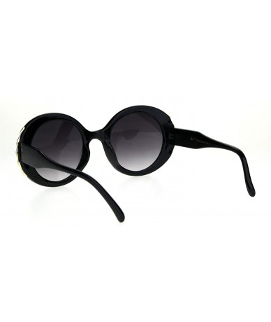 Oval Womens Retro Mod Thick Plastic Round Oval Plastic Sunglasses - Black Smoke - CF18K5950ST $18.87