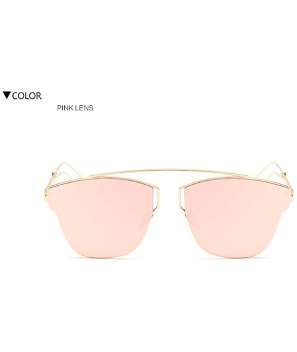 Aviator Large Retro VINTAGE Cat Eye Aviator Fashion Oversized Women Sunglasses Flat Top - Pink - CP18GD66YNS $27.95