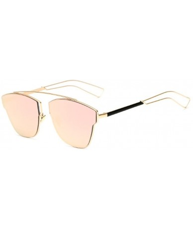 Aviator Large Retro VINTAGE Cat Eye Aviator Fashion Oversized Women Sunglasses Flat Top - Pink - CP18GD66YNS $27.95