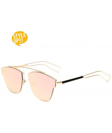 Aviator Large Retro VINTAGE Cat Eye Aviator Fashion Oversized Women Sunglasses Flat Top - Pink - CP18GD66YNS $27.95