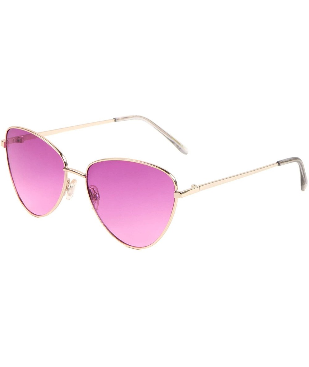 Round Round Cat Eye Thin Metal Frame Oceanic Color Sunglasses - Purple Gold - C8197NHX2MX $27.74