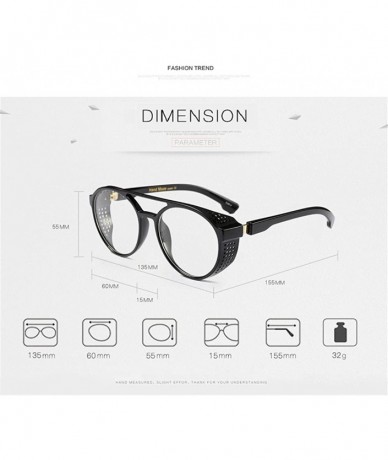 Square Steampunk Men Women Goggles Brand Designer Round Vintage Oversized Sunglasses - Gloss Black - CB188C3W3XL $23.82